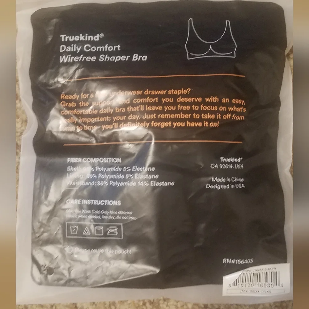 NWT Truekind Daily Comfort Wirefree Shaper Bra Small Purple